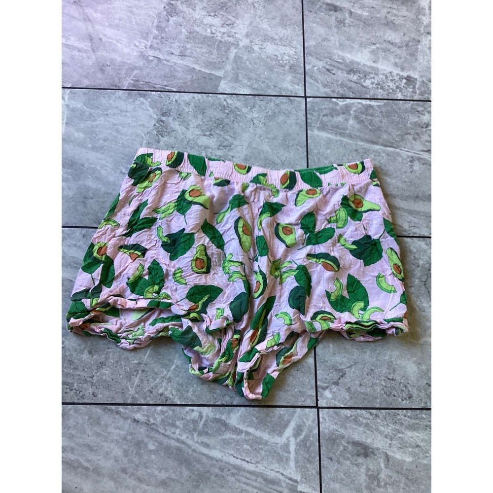 ASOS Pink Avocado Print Pajama Shorts Womens Size 18 Modal Sleepwear Lounge